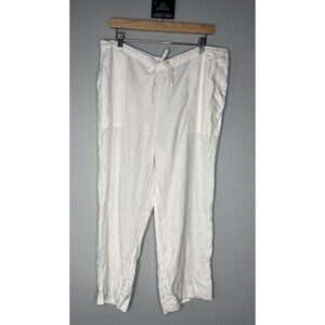 Everlane Womens Linen Straight Leg Cropped White Pants Size 16 Wide Leg